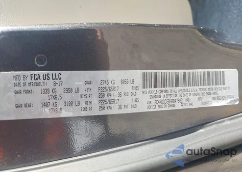 2017 Dodge Grand Caravan Sxt из США, поврежденный, VIN 2C4RDGCG8HR847802